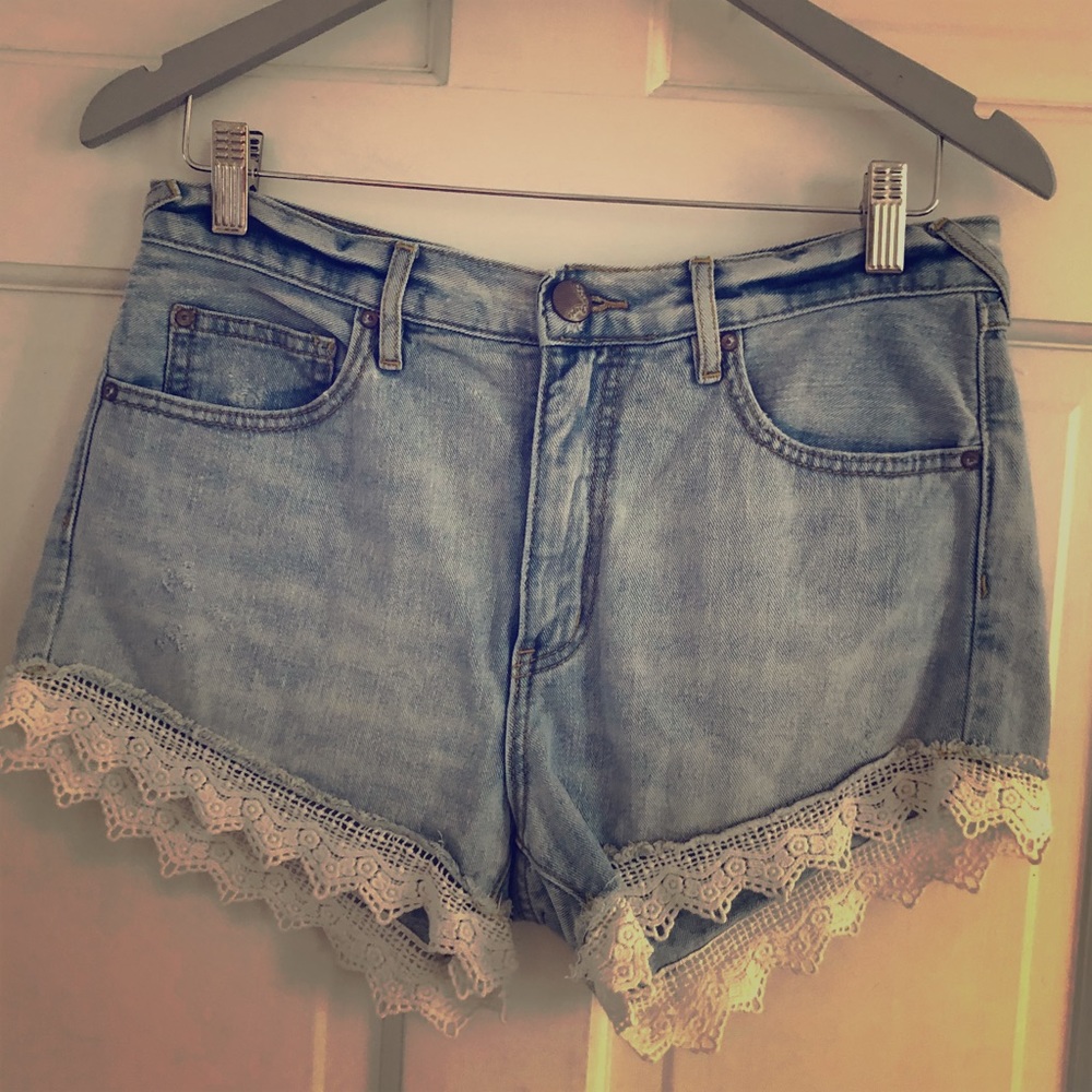 Free People Denim Lace Shorts